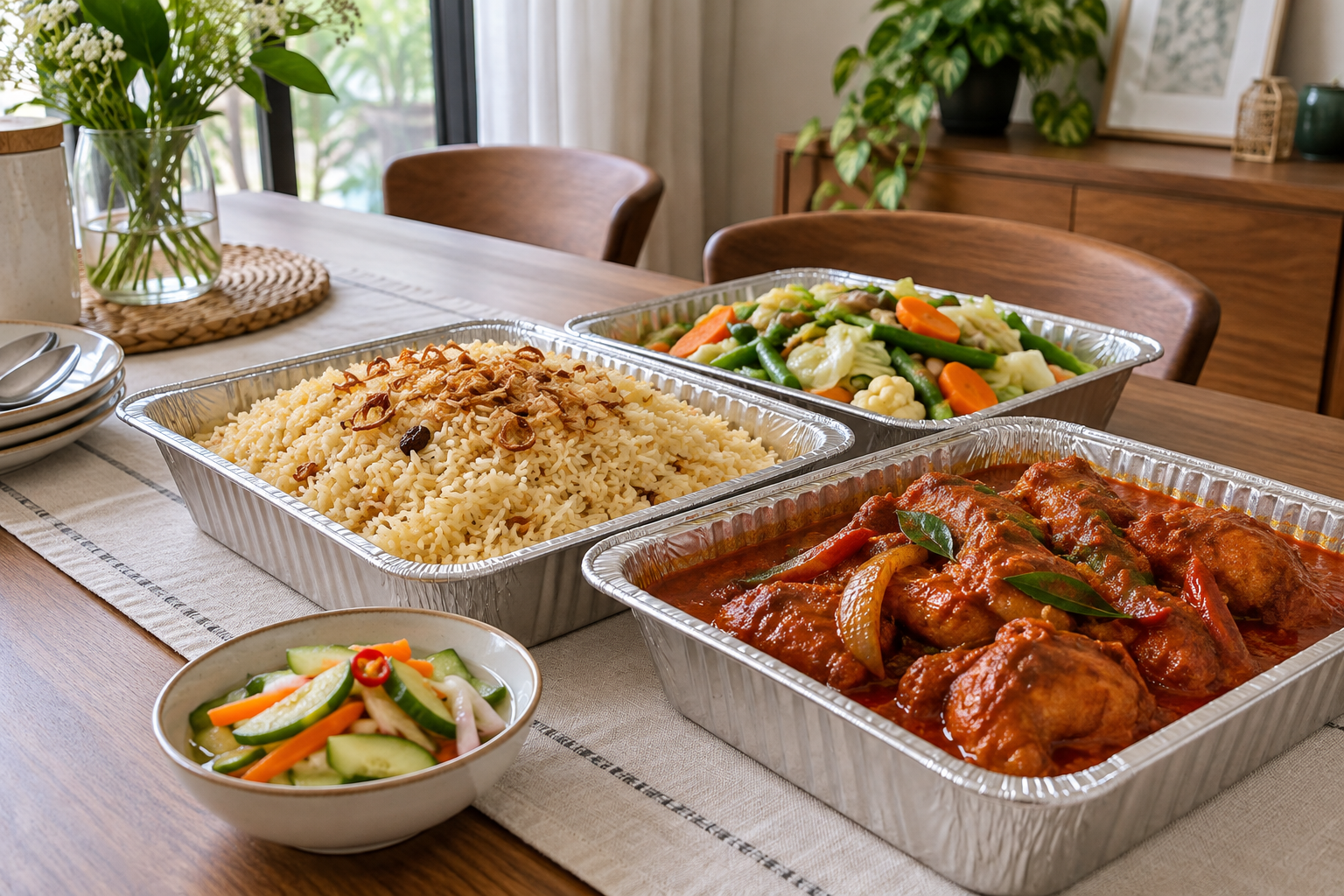 Ilustrasi susunan hidangan mini buffet
