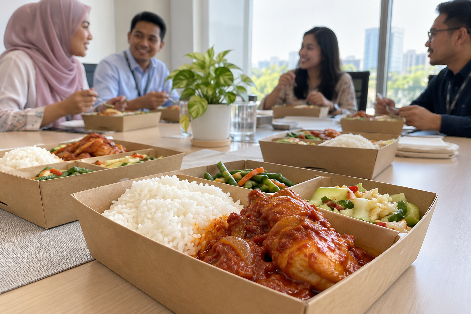 Ilustrasi lunch box untuk jamuan pejabat
